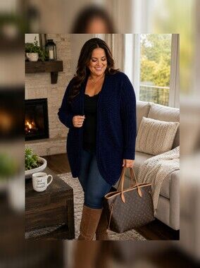 Torrid Chenille Cocoon Open Front Ribbed Sweater 3X